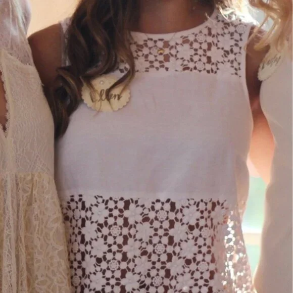 Tory Burch Floral Cut-Out Linen/Cotton Shift Dress in Size Medium - Picture 4 of 10